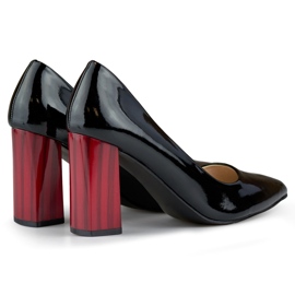 Escarpins noirs vernis à talon haut rouge le noir 1