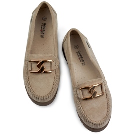 Mocassins femme beige foncé avec semelle confortable 1