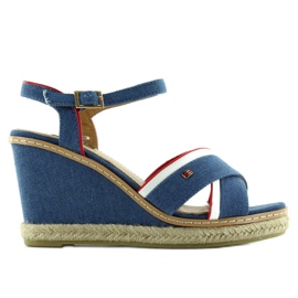 Sandales compensées Tomy 1234 bleu 2