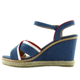 Sandales compensées Tomy 1234 bleu 3