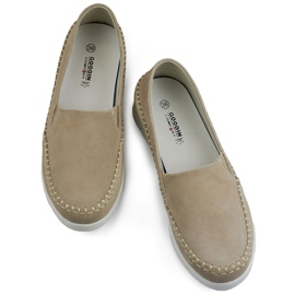Chaussures confortables pour femmes en cuir naturel à semelle plate beige 1