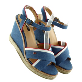 Sandales compensées Tomy 1234 bleu 5
