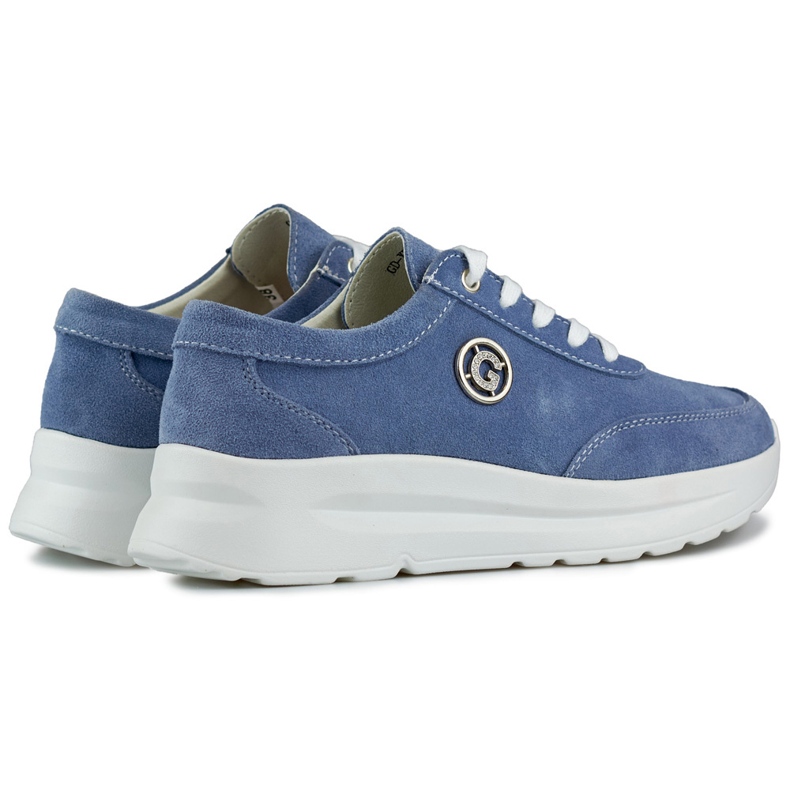 Baskets pour femmes en cuir naturel couleur jean bleu 1
