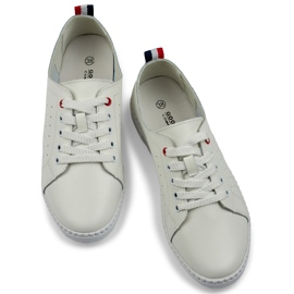 Baskets blanches pour femmes en cuir naturel, chaussures en cuir pour femmes 1