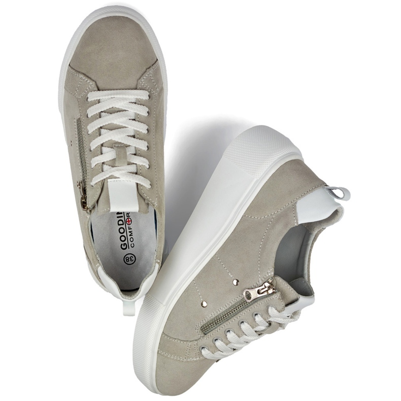 Chaussures de sport femme en cuir gris 1