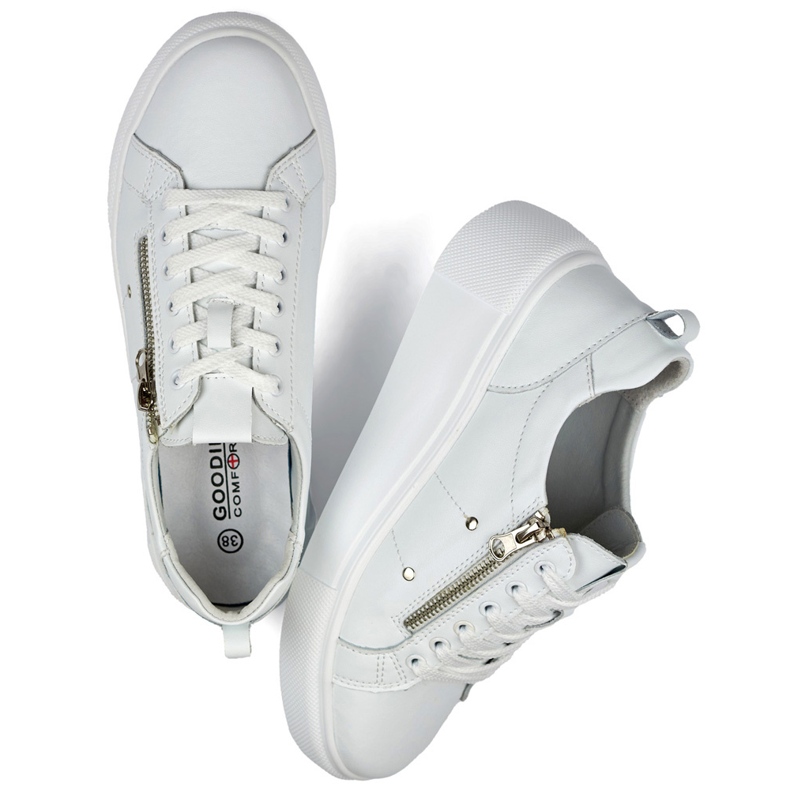 Chaussures de sport femme en cuir blanc blanche 1