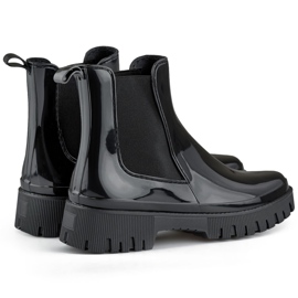 Bottines Wellington femme noires à semelle épaisse 1