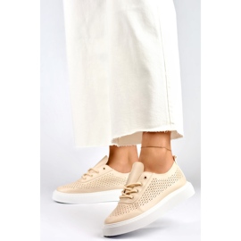 Baskets femme beiges ajourées à semelle épaisse 3