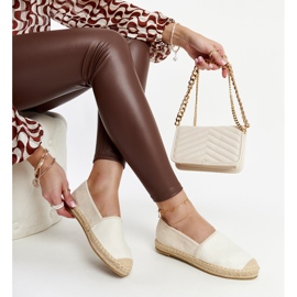 Espadrilles beige clair et brillantes sur la plateforme Ming 1 Espadrilles beige clair et brillantes sur la plateforme Ming 1