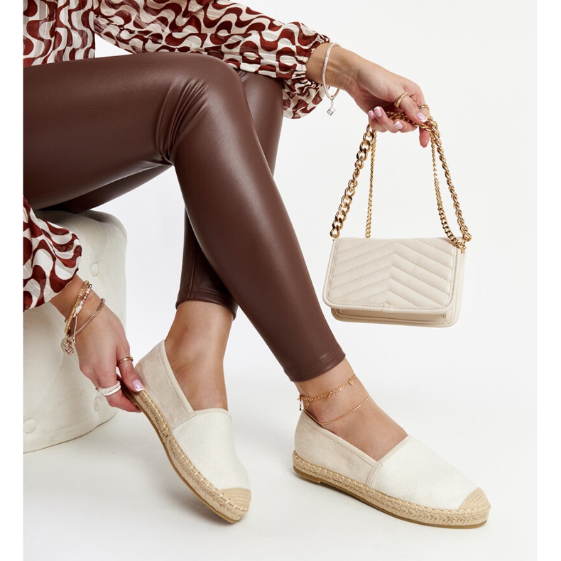 Espadrilles beige clair et brillantes sur la plateforme Ming 1 Espadrilles beige clair et brillantes sur la plateforme Ming 1