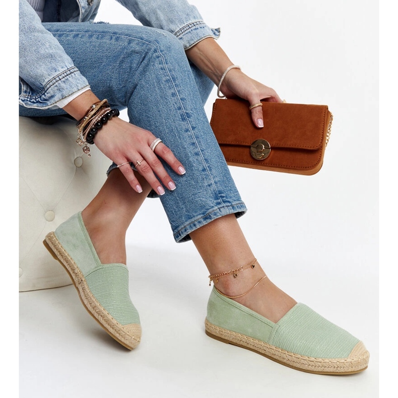 Espadrilles olive brillantes sur la plateforme Ming vert 1