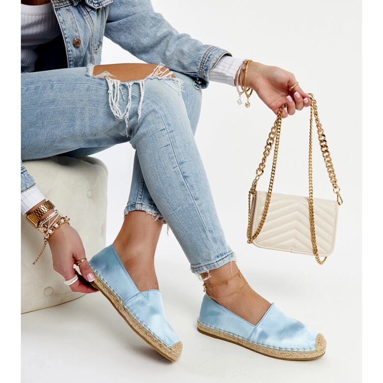 Espadrilles bleu ciel brillantes sur la plateforme Caithlin 1