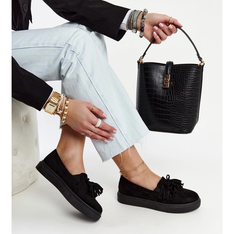 Chaussures noires à pompons d'Adaldrida le noir 1