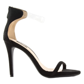 Sandales à talon haut avec ceinture transparente 5075 Noir 2
