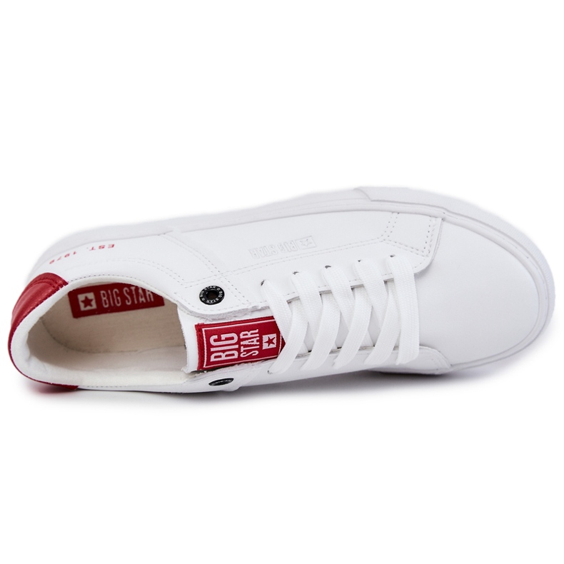 Baskets Homme En Cuir Ecologique Big Star JJ174106 Blanc et Rouge blanche 1