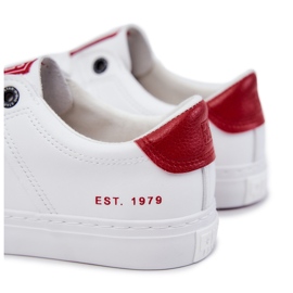 Baskets Homme En Cuir Ecologique Big Star JJ174106 Blanc et Rouge 3