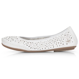 Ballerines ajourées confortables en cuir pour femme, blanc Rieker 41460-80 blanche 4