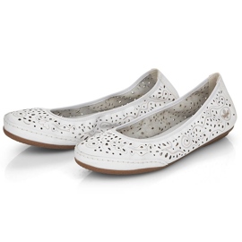 Ballerines ajourées confortables en cuir pour femme, blanc Rieker 41460-80 blanche 5