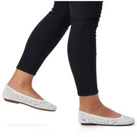 Ballerines ajourées confortables en cuir pour femme, blanc Rieker 41460-80 blanche 6