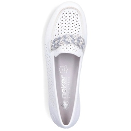 Mocassins confortables ajourés pour femmes, blanc Rieker 46885-80 1