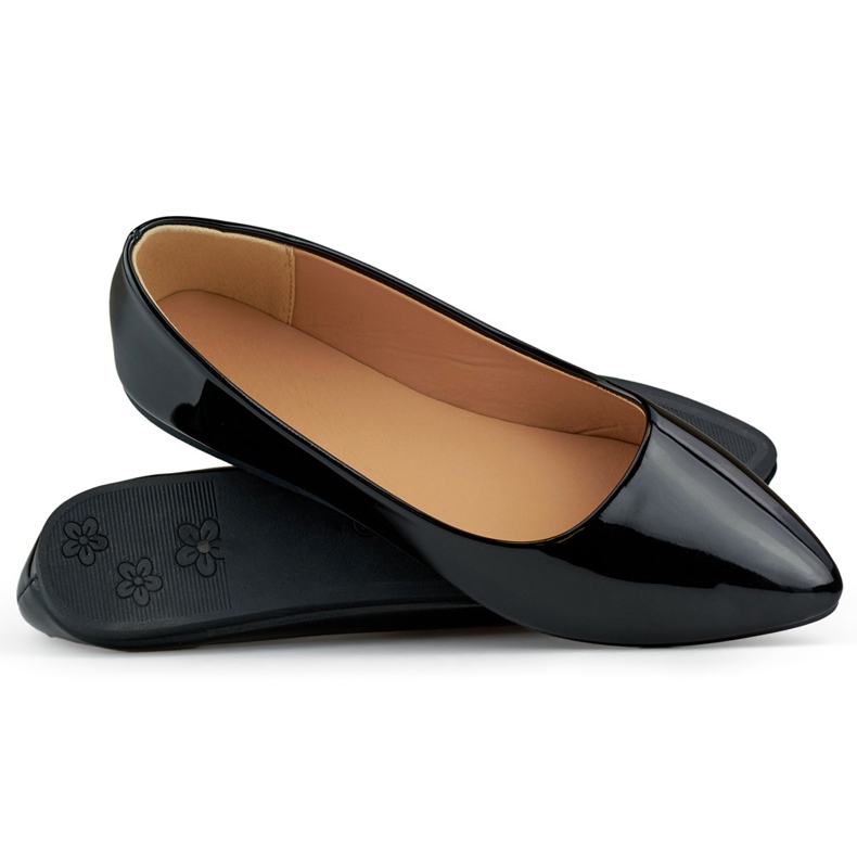 Ballerines classiques noires vernies, confortables le noir 1