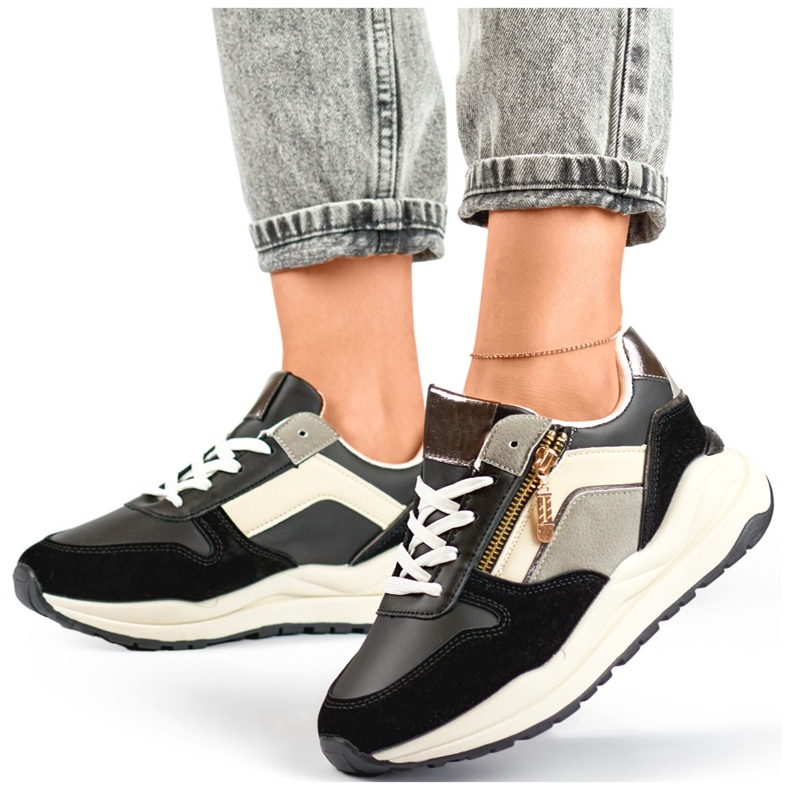 Chaussures de sport décontractées pour femmes, baskets noires 2