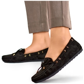 Mocassins femme décontractés noirs, daim, mocassins femme confortables le noir 2