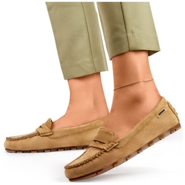 Mocassins femme en daim beige foncé, mocassins confortables 3
