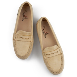 Mocassins femme en daim beige, mocassins confortables 1