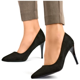 Escarpins à talons aiguilles en daim noir le noir 2