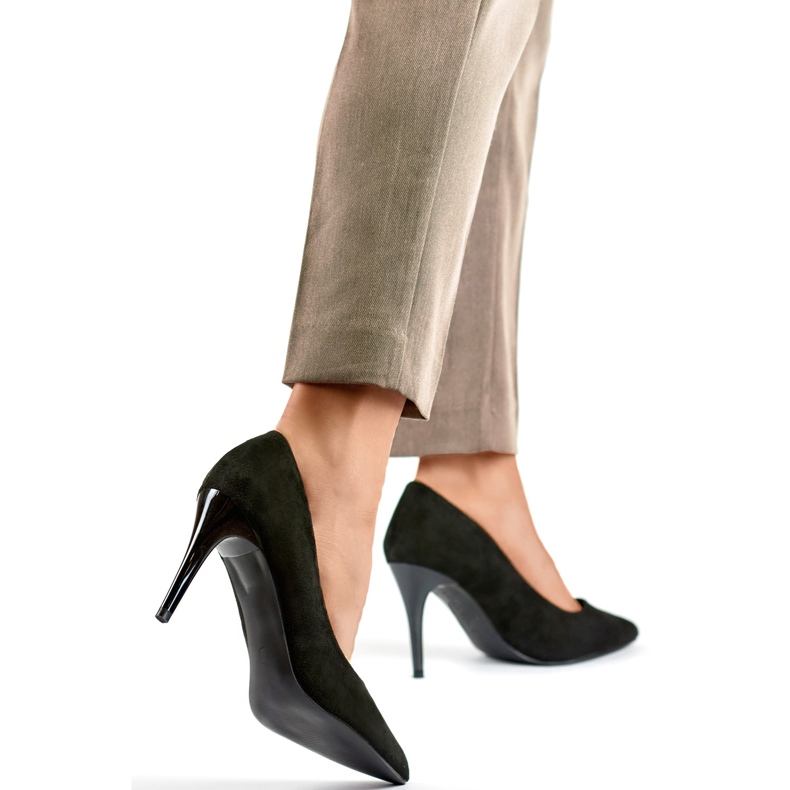 Escarpins à talons aiguilles en daim noir le noir 1