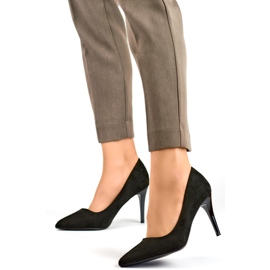 Escarpins à talons aiguilles en daim noir le noir 4