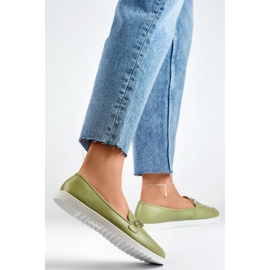 Mocassins femme confortables avec strass vert 3
