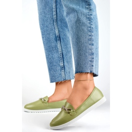 Mocassins femme confortables avec strass vert 4