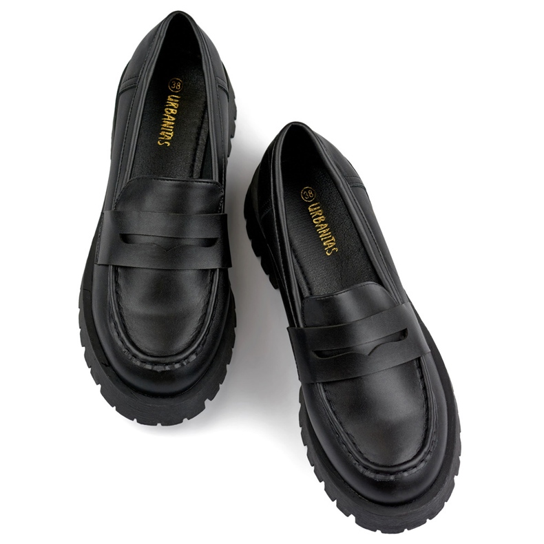 Mocassins Mocassins noirs pour femmes en éco-cuir le noir 1 Mocassins Mocassins noirs pour femmes en éco-cuir le noir 1