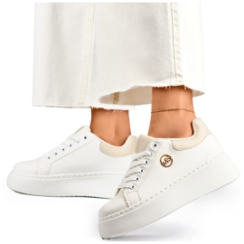 Baskets blanches à semelle épaisse, chaussures de sport pour femme 2