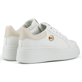 Baskets blanches à semelle épaisse, chaussures de sport pour femme 1