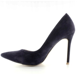 Escarpins en daim sur talon 5438 Navy bleu marine 1