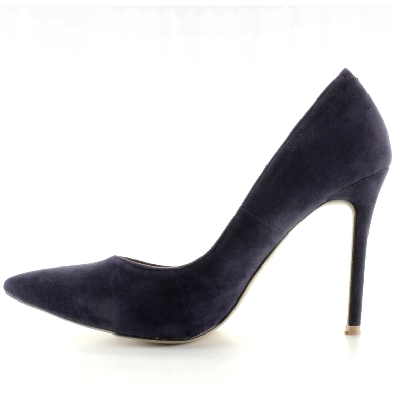 Escarpins en daim sur talon 5438 Navy bleu marine 1