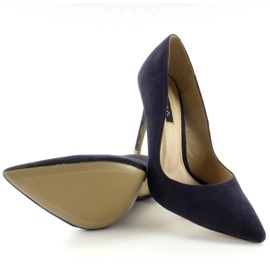 Escarpins en daim sur talon 5438 Navy bleu marin 2