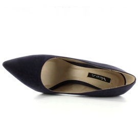 Escarpins en daim sur talon 5438 Navy bleu marin 4