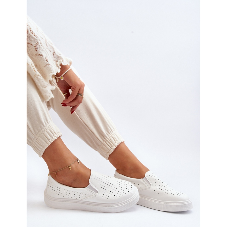 Baskets Slip-on Ajourées Femme Blanc Echossia 1