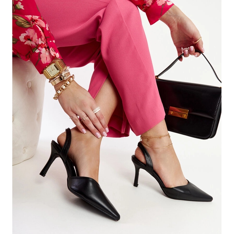 Escarpins à talon ouvert Fontanile noirs 1