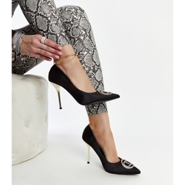 Talons hauts noirs avec zircons Elife le noir 1