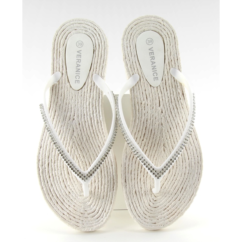 Tongs en caoutchouc type espadrilles ls069 blanc 1