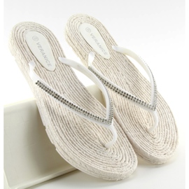 Tongs en caoutchouc type espadrilles ls069 blanc 2