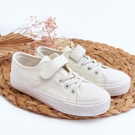 Baskets Velcro Enfant En Cuir Blanc Delmara blanche 1