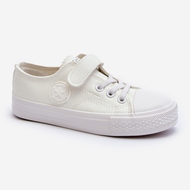 Baskets Velcro Enfant En Cuir Blanc Delmara blanche 2