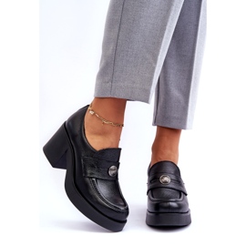 Lemar Chaussures En Cuir Pour Femmes Sur Le Talon Noir le noir 4
