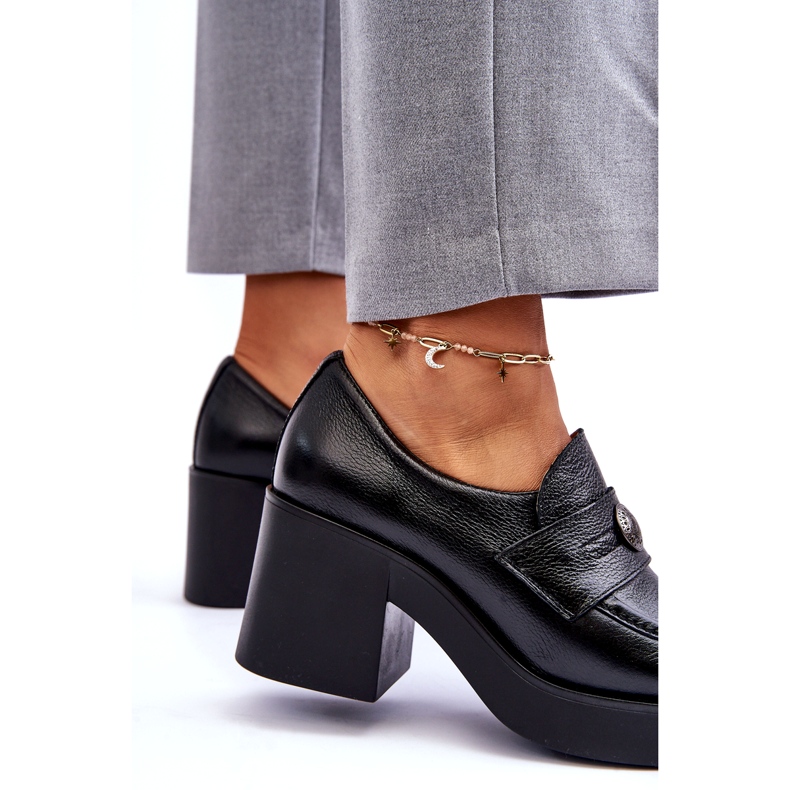 Lemar Chaussures En Cuir Pour Femmes Sur Le Talon Noir 2